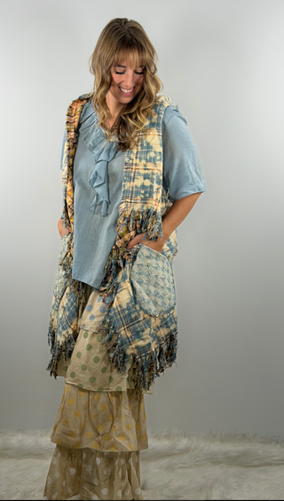 Double Take Reversible Vest in Denim to Mustard by Rare Bird