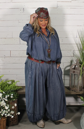 Jaded Gypsy Bubble Dreams Pants - Chambray