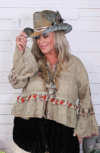 House of Jaded Gypsy Honey Bloom Top in Moss