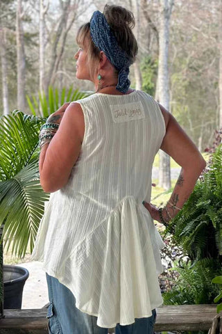 Jaded Gypsy Day Break tank in parchment with soft cotton fabric, sleeveless design, and relaxed boho fit