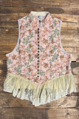 Jaded Gypsy Enchanted Floral Lace Vest | Boho Ruffle Layering Piece