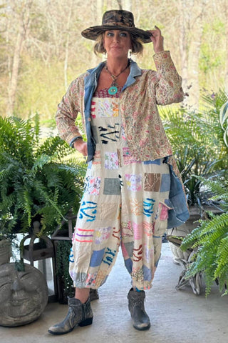 Jaded Gypsy Ferris Wheel Dreams Patchwork Boho Jogger Overalls
