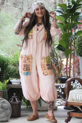 Jaded Gypsy Prairie Ember Patchwork Cotton Jumpsuit