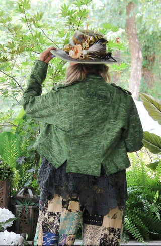 Jaded Gypsy Wandering Soul: Reversible Olive Damask Jacket