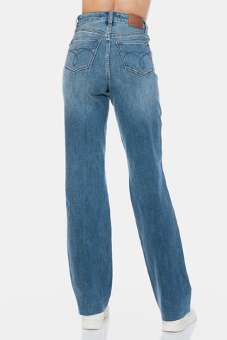 Judy Blue Full Size Tummy Control Cut Raw Hem Straight Jeans - White Lily Boutique