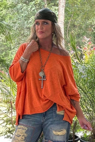 Jaded Gypsy Be Free Top - Vintage Citrus Oversized Boho Tee
