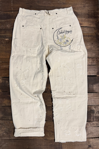 Jaded Gypsy Peace and Love Jeans - Parchment