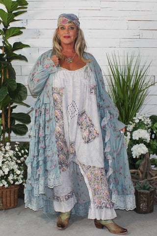 Whispering Blooms Artisanal Cotton Duster in Sky by Jaded Gypsy