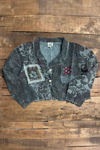 Jaded Gypsy Painted Clover Jacket – Vintage Emerald Artisan Cotton Outerwear
