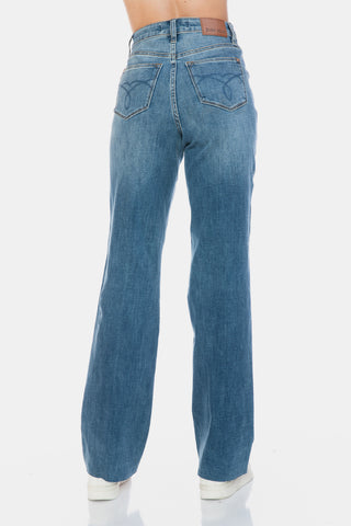 Judy Blue Full Size Tummy Control Cut Raw Hem Straight Jeans - White Lily Boutique