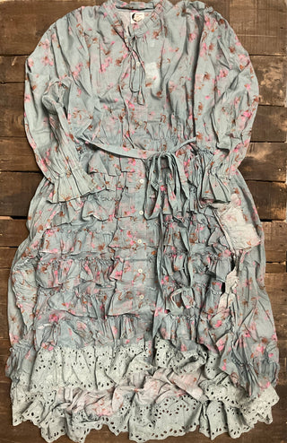 Whispering Blooms Artisanal Cotton Duster in Sky by Jaded Gypsy