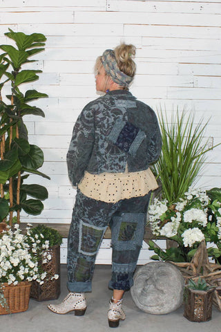 Jaded Gypsy Painted Clover Jacket – Vintage Emerald Artisan Cotton Outerwear