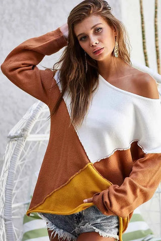 BiBi Color Block Geometric Sweater