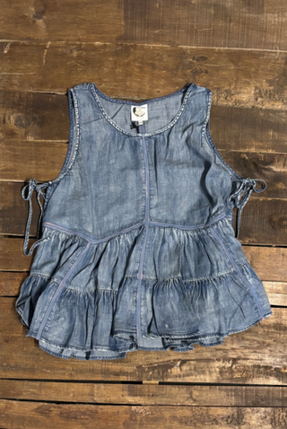 Jaded Gypsy Ruffled About tank with tiered peplum silhouette, soft cotton fabric, and relaxed boho fit