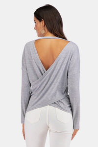 Perfect V Neck Drop Shoulder Open Back Top