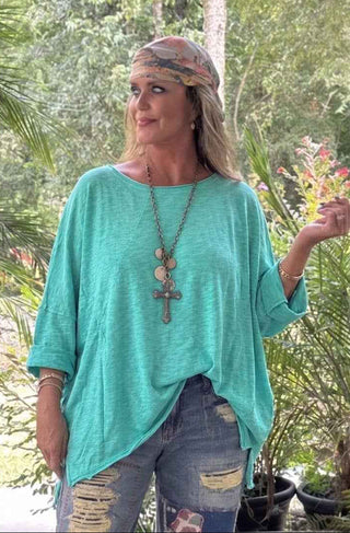 Jaded Gypsy Be Free Top: Artisanal Oversized Cotton in Vintage Island Berry
