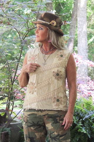 Jaded Gypsy Cosmic Dreams Top Oatmeal | Boho Cotton Top