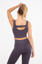 Ribbed Cut Out Back Mineral Wash Seamless Hybrid Top