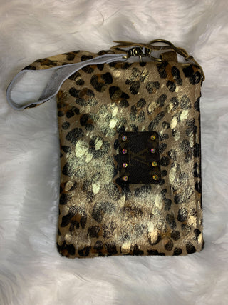 Keep It Gypsy Gold Leopard Cowhide Wristlet - White Lily Boutique