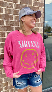 Nirvana Smiley Pink Cosmo Crewneck Sweatshirt