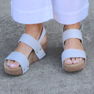 Summer Love Linen Strap Sandals cork wedges