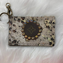 Keep It Gypsy Gold Distressed Cheetah Leather Cowhide Key Ring Card Holder