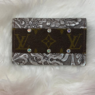 Keep It Gypsy Lavish Silver Hand Tooled Embossed Leather Cowhide Credit Card Holder - White Lily Boutique