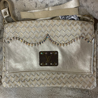 Maxine Gold Distressed Embossed Leather Foldover Flap Crossbody - White Lily Boutique