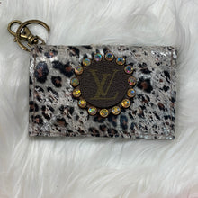 Keep It Gypsy Silver Distressed Cheetah Leather Cowhide Key Ring Card Holder