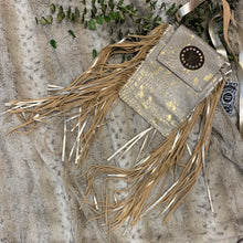 Tonya Gold Distressed Leather and Cowhide Fringe Crossbody