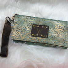 Keep It Gypsy Trifold Jade Patina Distressed Hand Tooled Wallet Wristlet