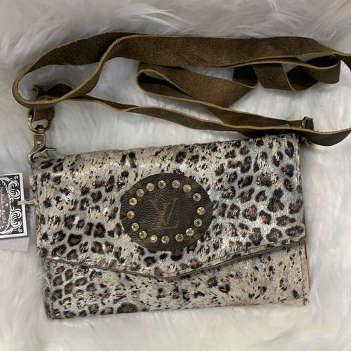 Keep It Gypsy Trifold Distressed Leopard Cowhide Wallet Wristlet