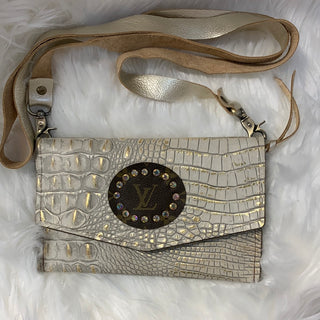 Keep It Gypsy Jordan Gold Distressed Crocodile Crossbody - White Lily Boutique