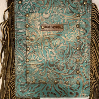 Tonya Hand Tooled Cowhide Leather Crossbody with Fringe - White Lily Boutique