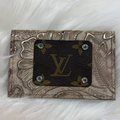 Keep It Gypsy Gold Hand Tooled Embossed Leather Cowhide Credit Card Holder