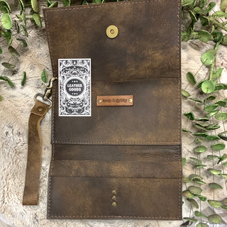 Keep It Gypsy Trifold Distressed Leopard Cowhide Wallet Wristlet - White Lily Boutique