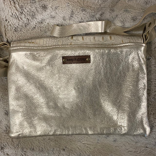 Maxine Gold Distressed Crocodile Leather Foldover Flap Crossbody - White Lily Boutique