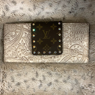 Keep It Gypsy Distressed Embossed Leather Large Wallet Clutch - White Lily Boutique