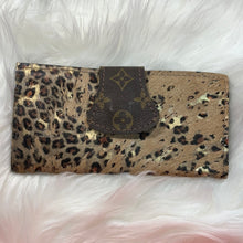 Keep It Gypsy Gold Distressed Leopard Leather Cowhide Wallet Clutch