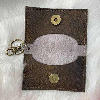 Keep It Gypsy Gold Leopard Leather Cowhide Key Ring Card Holder - White Lily Boutique