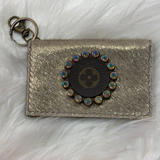 Keep It Gypsy Gold Distressed Leather Cowhide Key Ring Card Holder - White Lily Boutique