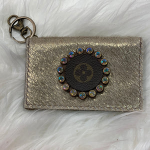 Keep It Gypsy Gold Distressed Leather Cowhide Key Ring Card Holder