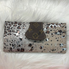 Keep It Gypsy Silver Distressed Leopard Leather Cowhide Wallet Clutch