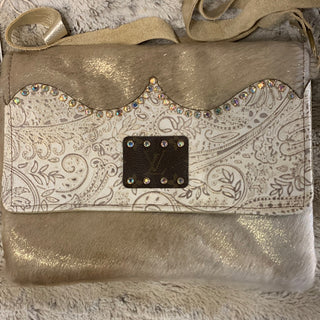 Maxine Gold Distressed Leather Foldover Flap Crossbody - White Lily Boutique