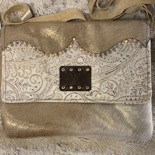 Maxine Gold Distressed Embossed Leather Foldover Flap Crossbody – White  Lily Boutique