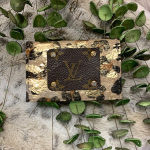 Keep It Gypsy Gold Distressed Leopard Cowhide Credit Card Holder