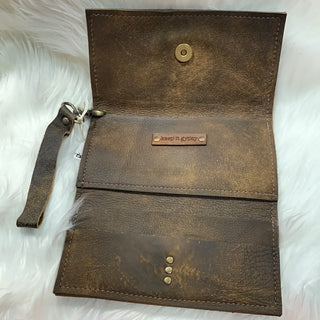 Keep It Gypsy Trifold Silver Distressed Leopard Cowhide Wallet Wristlet