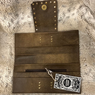 Keep It Gypsy Distressed Embossed Leather Large Wallet Clutch - White Lily Boutique