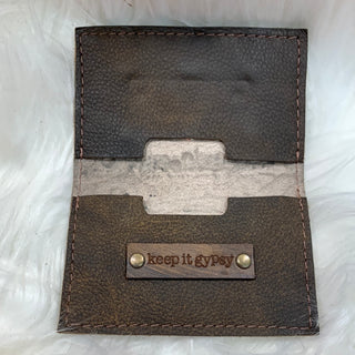 Keep It Gypsy Lavish Silver Hand Tooled Embossed Leather Cowhide Credit Card Holder - White Lily Boutique