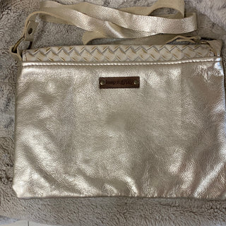 Maxine Gold Distressed Embossed Leather Foldover Flap Crossbody - White Lily Boutique
